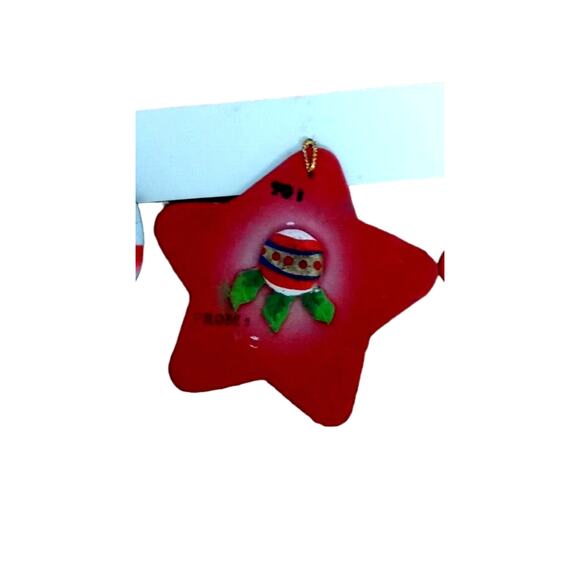 🎁 Vintage Ornament Gift Tags Candy Cane & Red Stars Set of 3 🎄🌟🍬 - Picture 4 of 12
